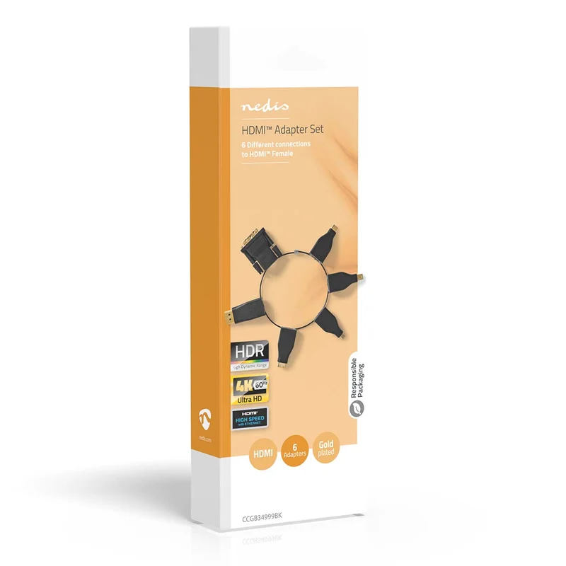 HDMI™-Adapter DisplayPort Male / DVI-D 24+1-Pins Male / HDMI™ Micro-Connector / HDMI™ Mini-Connector / Mini-DisplayPort Male / USB-C™ Male - HDMI™ Output - Verguld