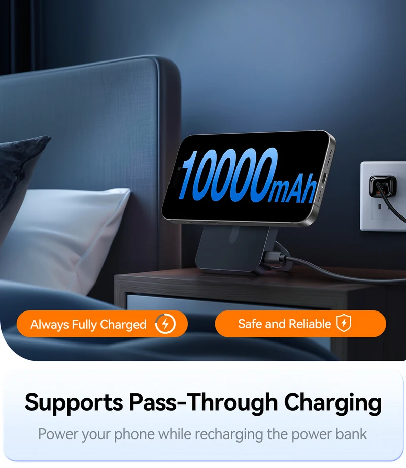 TORRAS Ostand 5.000 mAh MagSafe Powerbank m. Kickstand, Sort