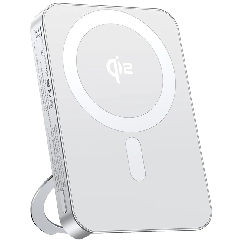 TORRAS Ostand 5.000 mAh Powerbank m. kickstand og trådløs opladning, Hvid