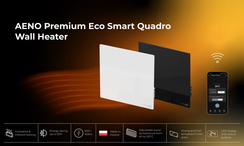 AENO Smart Quadro Vægradiator 500W, Sort