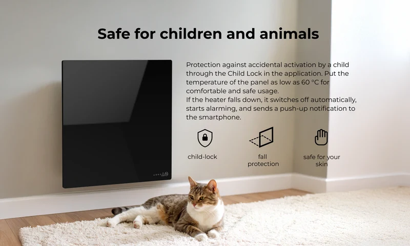 AENO Smart Quadro Vægradiator 500W, Sort