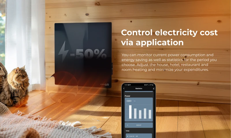 AENO Smart Quadro Vægradiator 500W, Sort