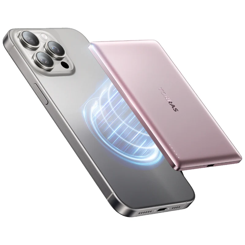 TORRAS MiniMag 5.000 mAh MagSafe Powerbank m. USB-C PD 15W., Pink