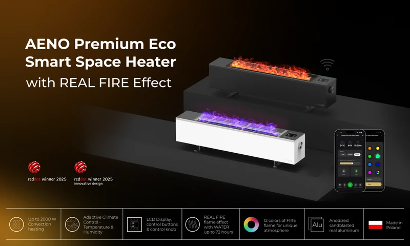 Aeno Premium Eco Smart Elradiator 2000W, Sort