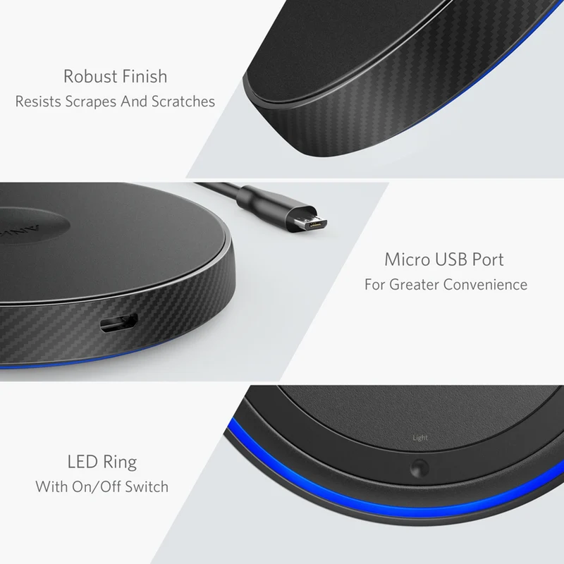 Anker PowerTouch 5W trådløs Qi oplader, Sort