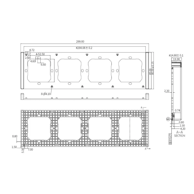 Sonoff M5 Frame - Moldura Quádrupla para Interruptores Sonoff M5 80mm em Branco