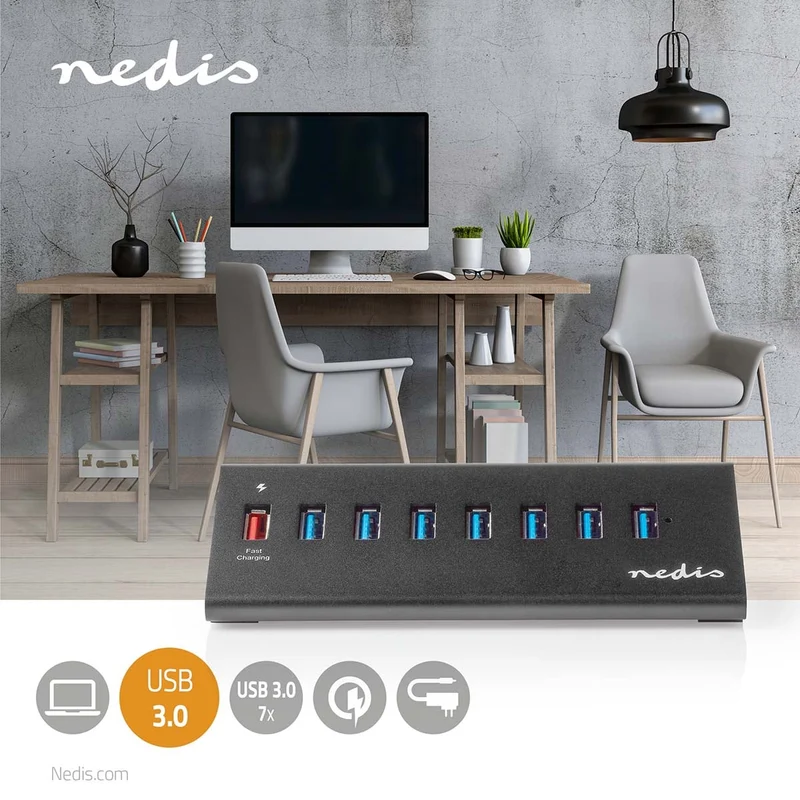 USB-Hub USB Micro-B Female - USB-A Female - QC3.0 / USB 3.2 Gen 1