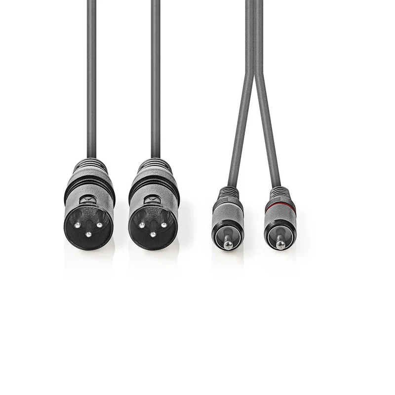 Gebalanceerde Audiokabel 2x XLR 3-Pins Male - 2x RCA Male - Vernikkeld