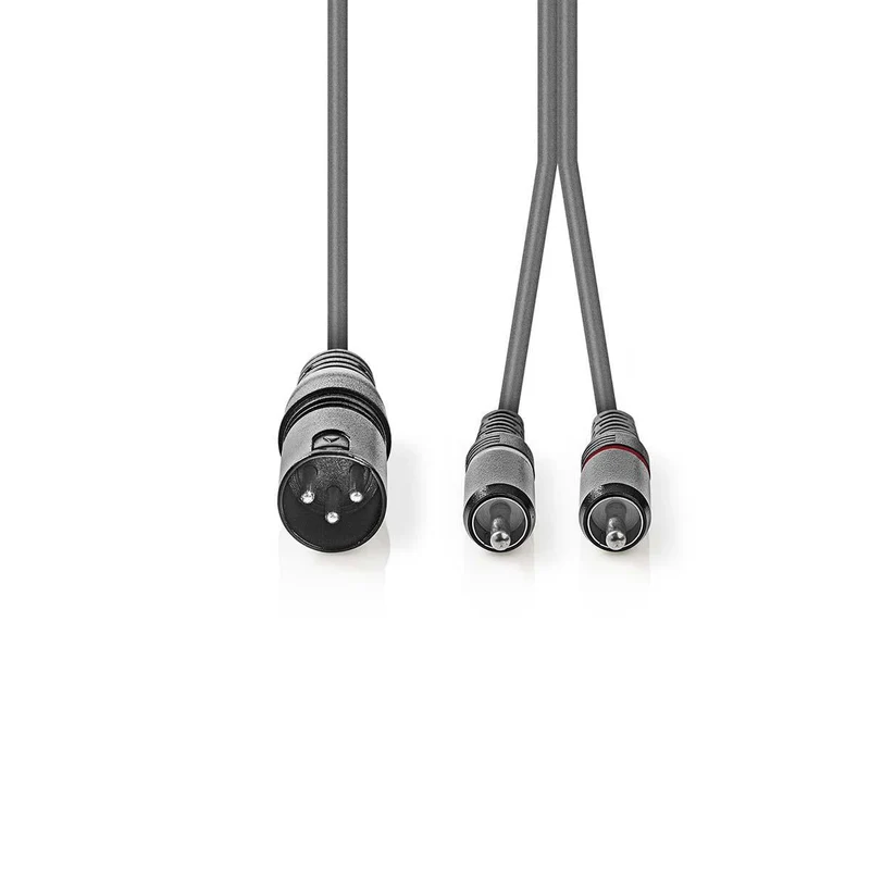 Gebalanceerde Audiokabel XLR 3-Pins Male - 2x RCA Male - Vernikkeld