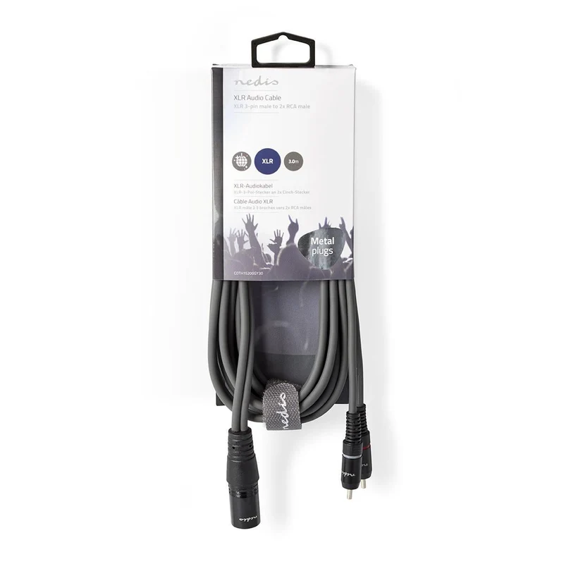 Gebalanceerde Audiokabel XLR 3-Pins Male - 2x RCA Male - Vernikkeld