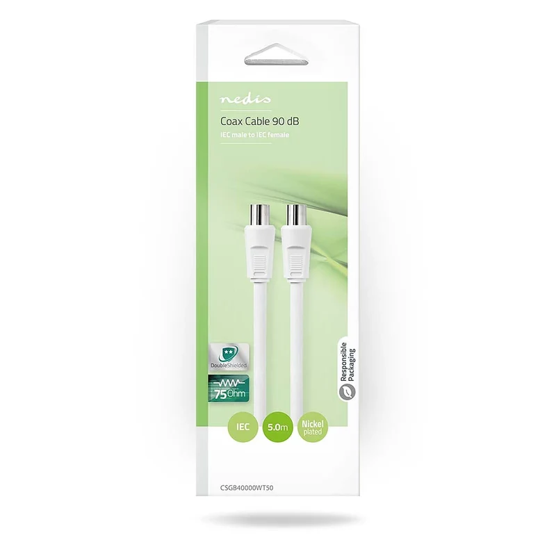 Coaxkabel IEC (Coax) Male - IEC (Coax) Female - Vernikkeld