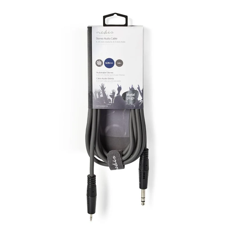 Stereo-Audiokabel 6,35 mm Male - 3,5 mm Male - Vernikkeld