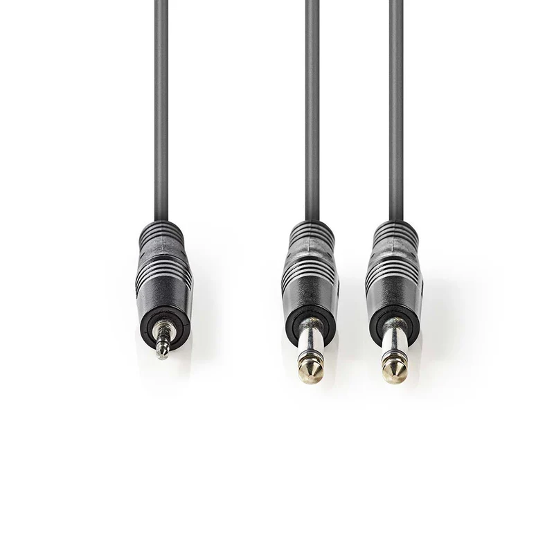 Stereo-Audiokabel 2x 6,35 mm Male - 3,5 mm Male - Vernikkeld
