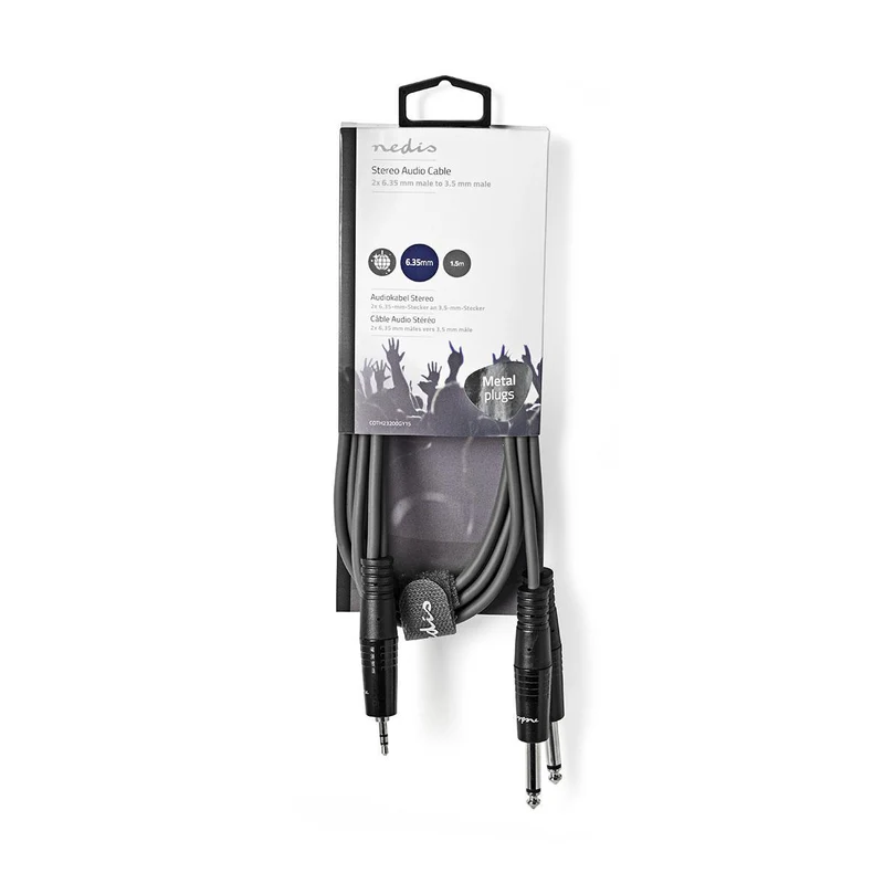 Stereo-Audiokabel 2x 6,35 mm Male - 3,5 mm Male - Vernikkeld
