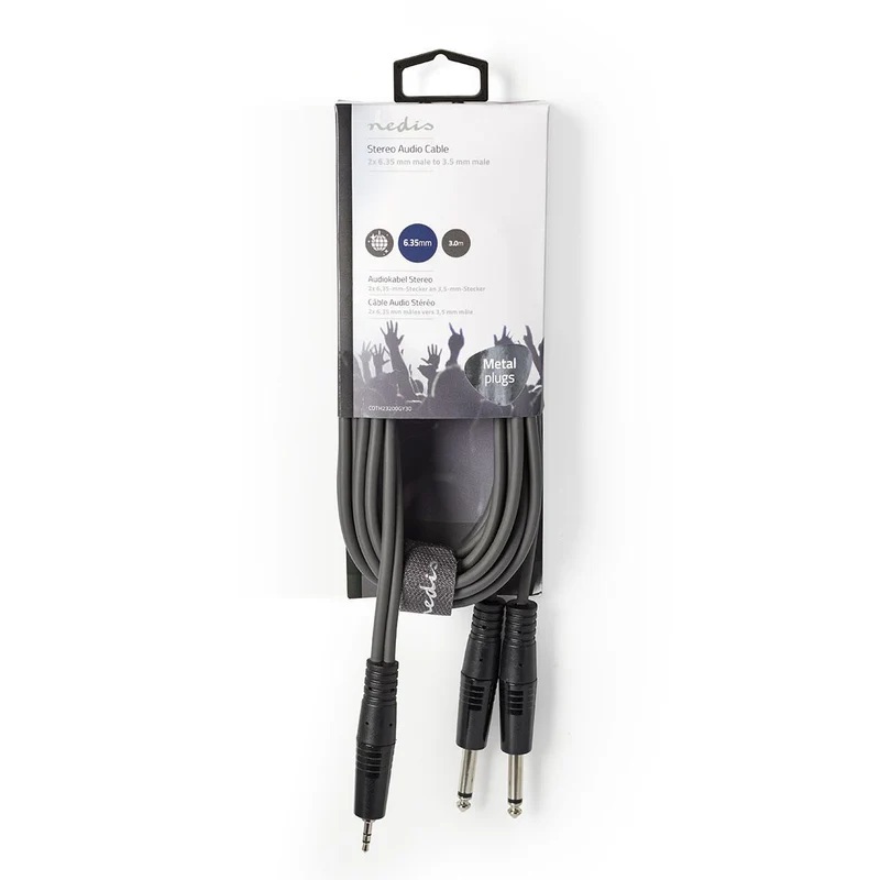Stereo-Audiokabel 2x 6,35 mm Male - 3,5 mm Male - Vernikkeld