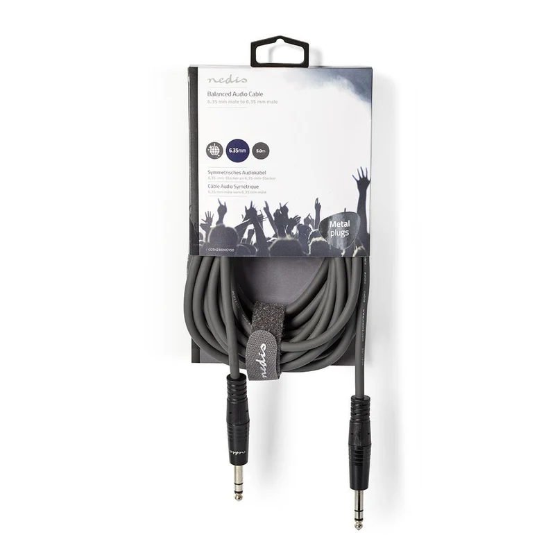 Stereo-Audiokabel 6,35 mm Male - 6,35 mm Male - Vernikkeld
