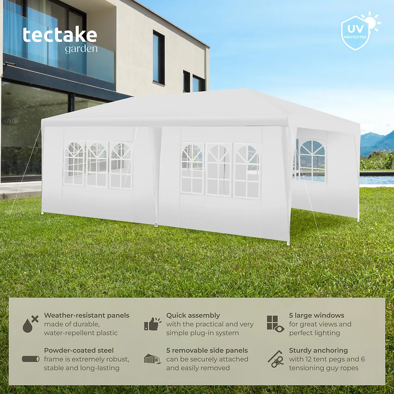 Tectake Novara Gazebo 6x3m (600 x 300 x 250 cm), White