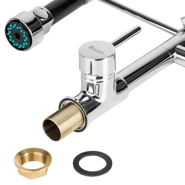 Tectake Kitchen Faucet Spiral Spring Armature 2 Water Taps, Grey