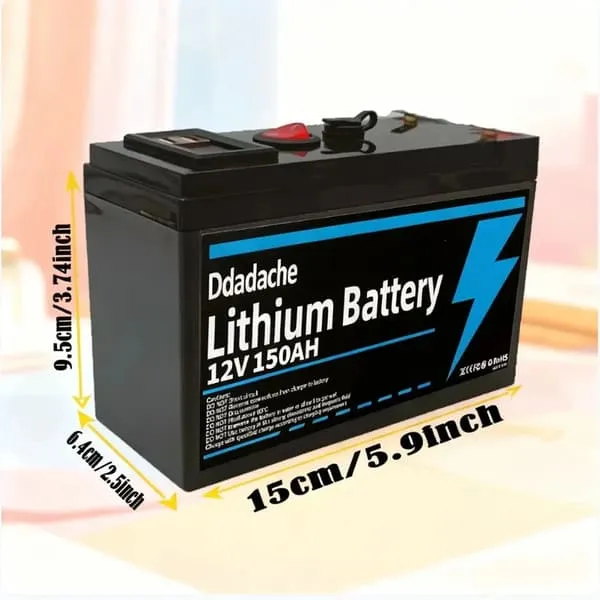 Lithium Battery, 150Ah Capacity, Built-in BMS Protection, 12V 150Ah Charger