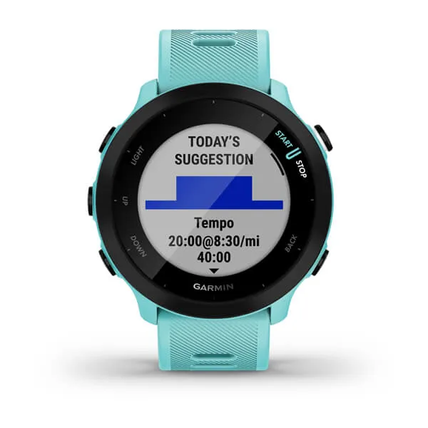 Garmin Forerunner 55 42mm MIP Sports Watch, Aqua Green