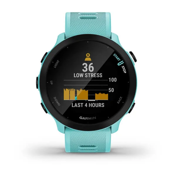 Garmin Forerunner 55 42mm MIP Sports Watch, Aqua Green