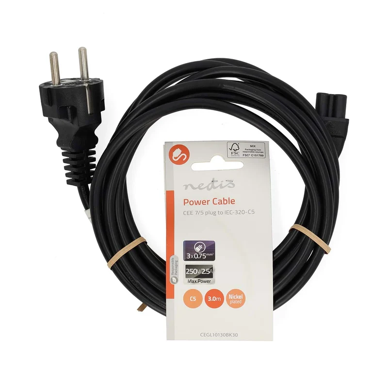 Stroomkabel Type F (CEE 7/7) Male - IEC-320-C5 - Recht