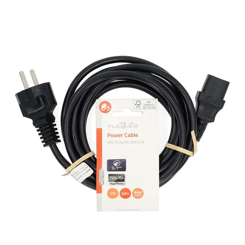 Stroomkabel Type F (CEE 7/7) Male - IEC-320-C13 - Recht