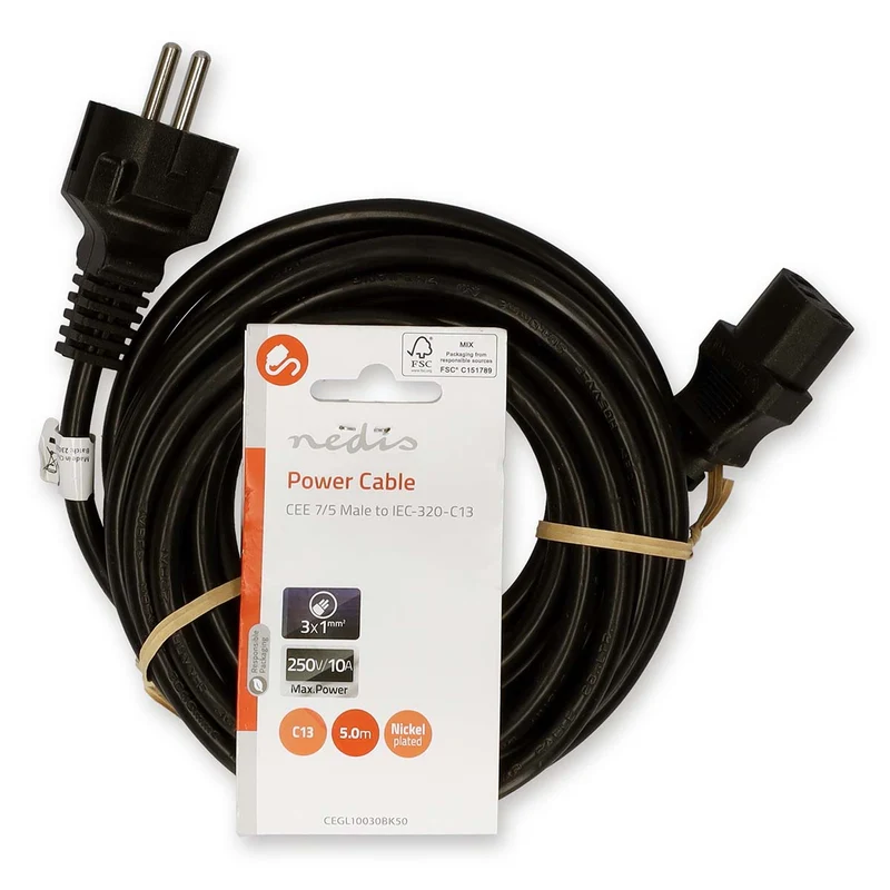 Stroomkabel Type F (CEE 7/7) Male - IEC-320-C13 - Recht
