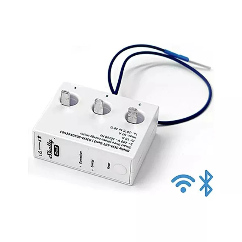 Shelly 3EM-63T Gen3 - Medidor de consumo trifásico com Terminais WiFi c/ 3 TC’s