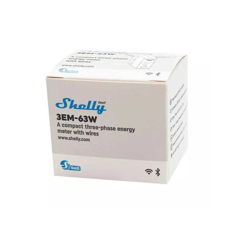 Shelly Medidor de Consumo Trifásico WiFi c/ 3 TC's e Fios - Shelly 3EM-63W Gen3