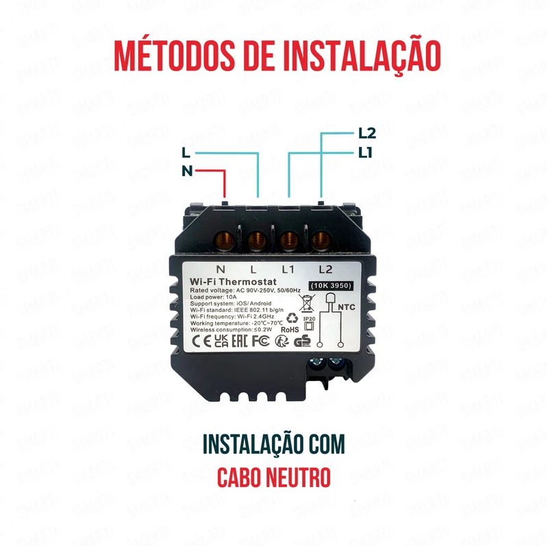 Smartify vPRO Módulo Termóstato piso Radiante Elétrico Inteligente Wifi Preto - SYPMTTEWFPR