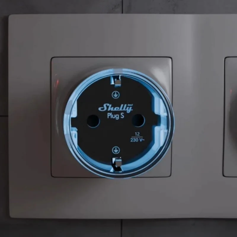 Shelly Tomada inteligente WiFi e Bluetooth compatível com Matter em Preto - Shelly Plug S Gen 3