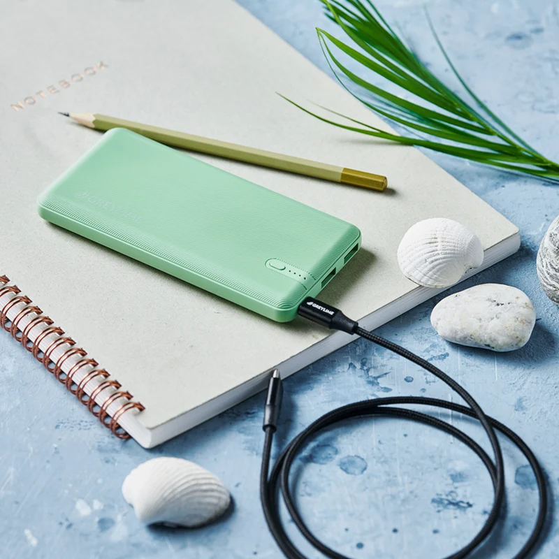 GreyLime OCEAN 10.000 mAh powerbank, 2 x USB-A output, Mint Sea