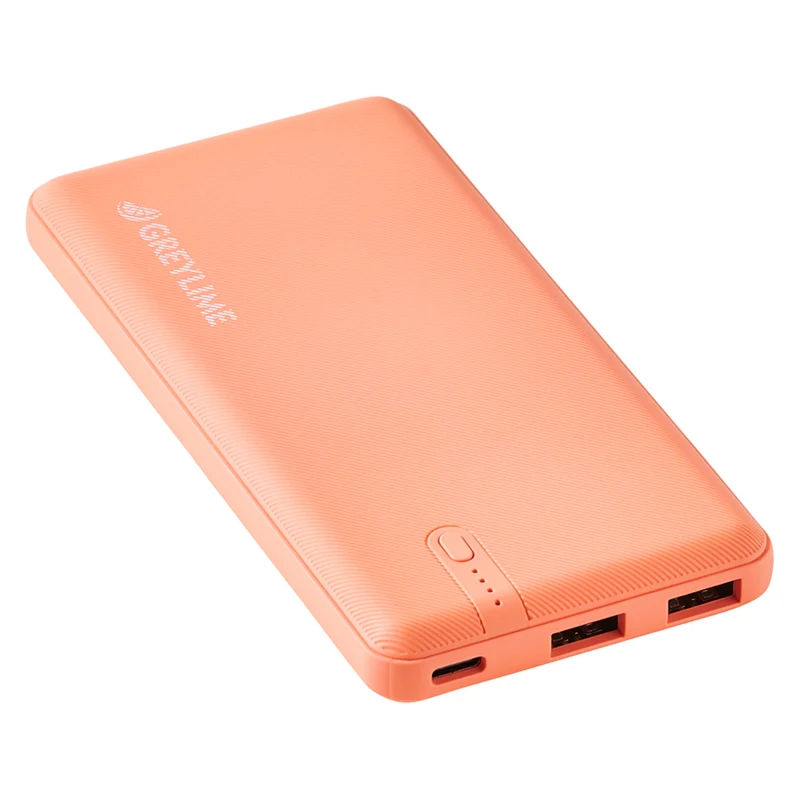 GreyLime OCEAN 10.000 mAh powerbank, 2 x USB-A output, Coral Red