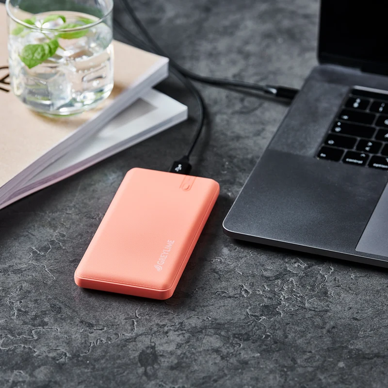 GreyLime OCEAN 10.000 mAh powerbank, 2 x USB-A output, Coral Red