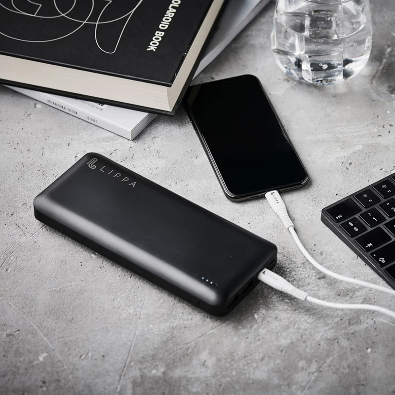 Lippa 26.800 mAh powerbank 65W USB-C PD og QC output, Sort