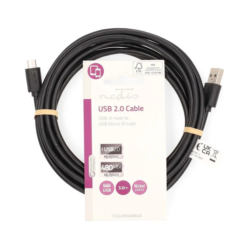 USB-Kabel USB 2.0 - USB-A Male - USB Micro-B Male