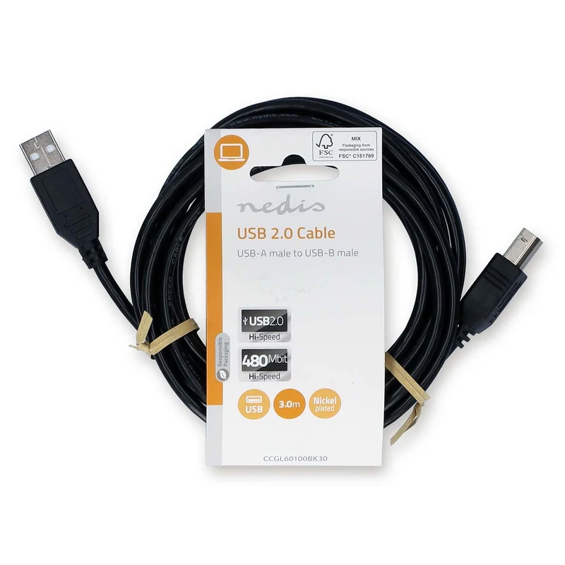 USB-Kabel USB 2.0 - USB-A Male - USB-B Male