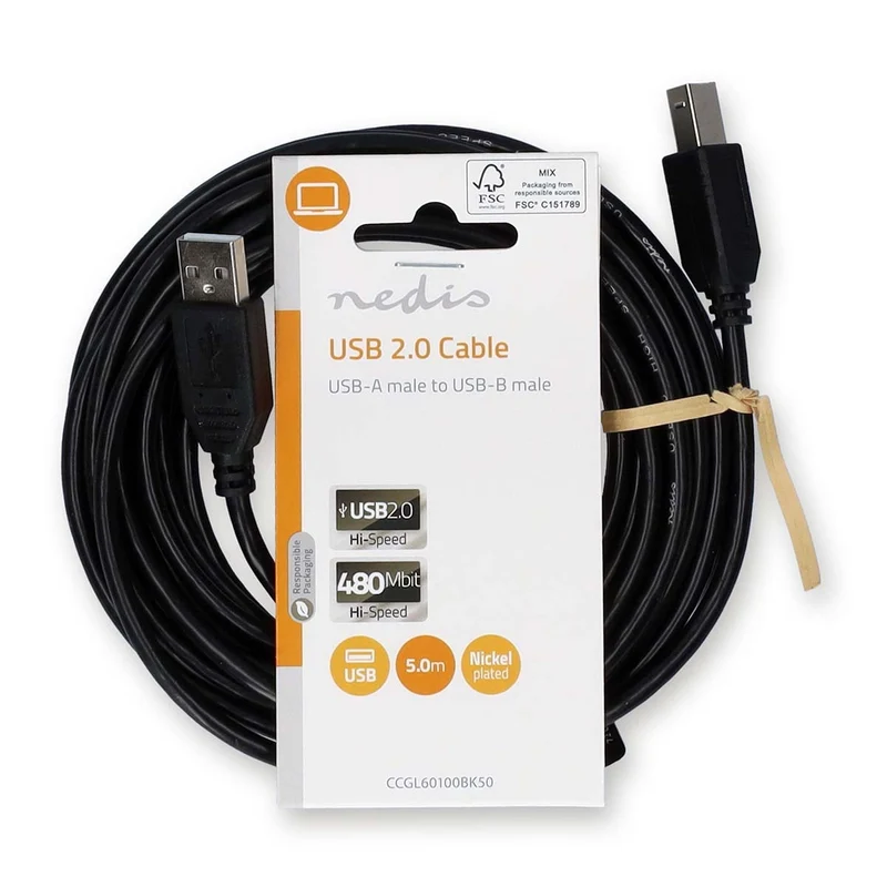 USB-Kabel USB 2.0 - USB-A Male - USB-B Male