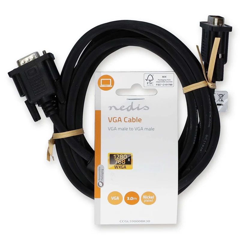 VGA-Kabel VGA Male - VGA Male - Vernikkeld