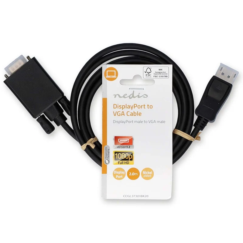 VGA-Kabel DisplayPort Male - VGA Male - Vernikkeld
