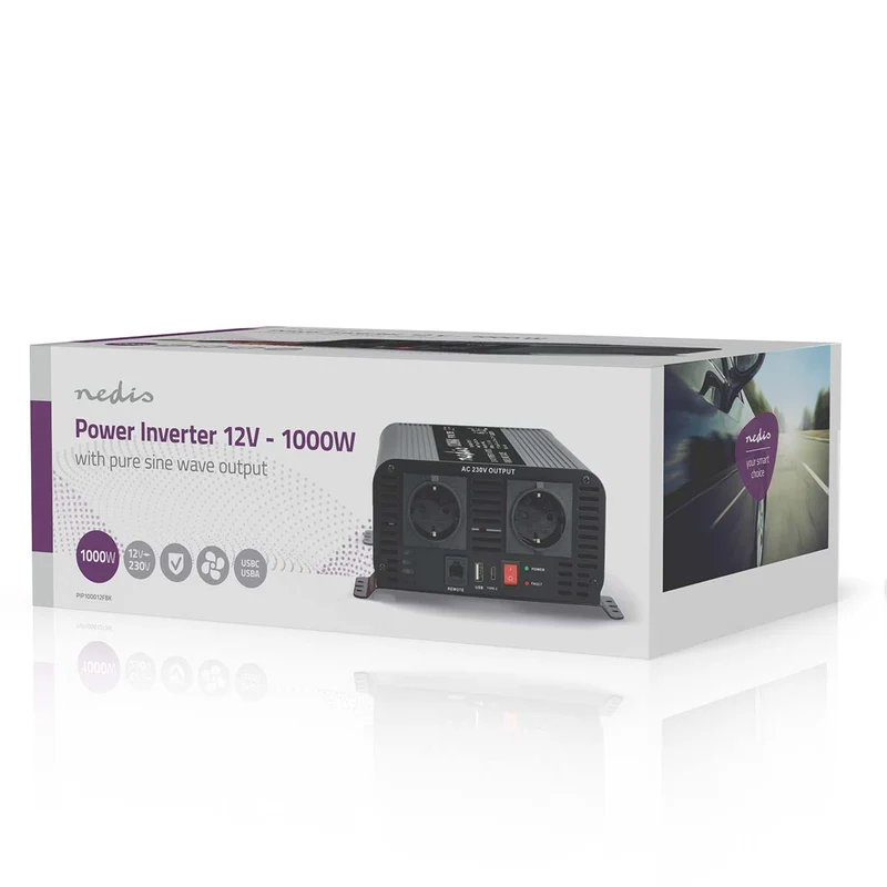 Omvormer Pure Sinusgolf Apparaat stroomoutput: Type F (CEE 7/3) / USB-A / 1x USB-C™ - 230 V AC 50 Hz - 1000W