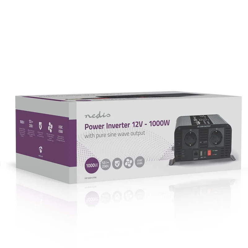 Omvormer Pure Sinusgolf Apparaat stroomoutput: Type F (CEE 7/3) / USB-A / 1x USB-C™ - 230 V AC 50 Hz - 1000W