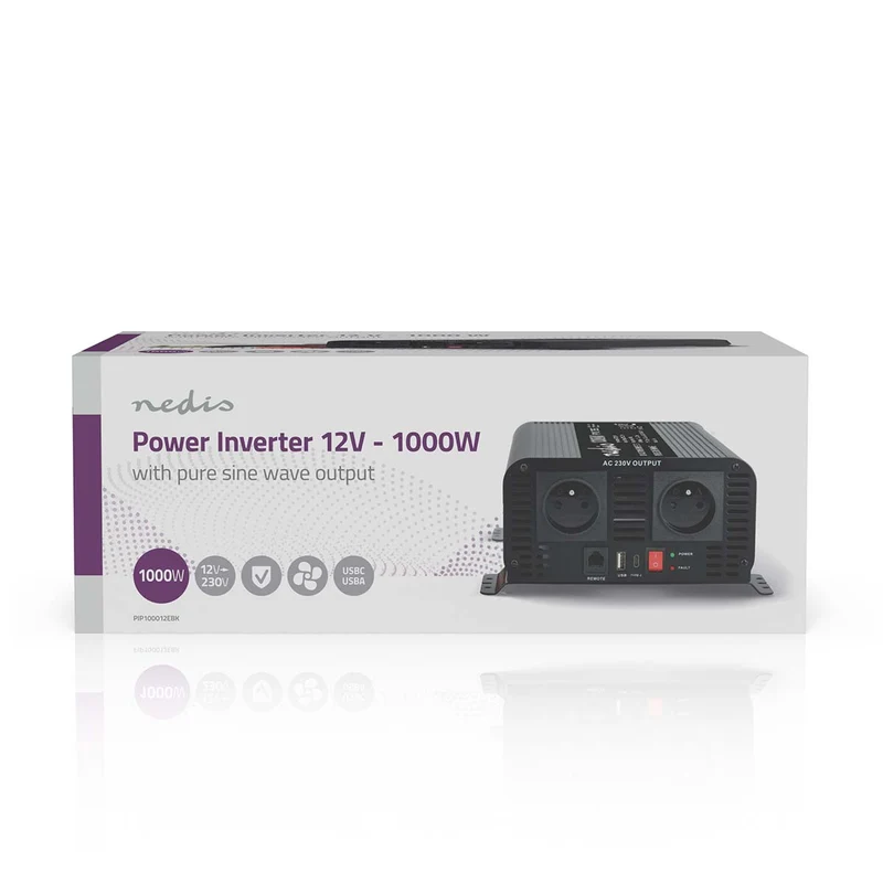 Omvormer Pure Sinusgolf Apparaat stroomoutput: Type E (CEE 7/5) / USB-A / 1x USB-C™ - 230 V AC 50 Hz - 1000W