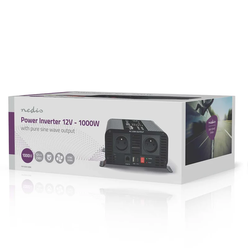 Omvormer Pure Sinusgolf Apparaat stroomoutput: Type E (CEE 7/5) / USB-A / 1x USB-C™ - 230 V AC 50 Hz - 1000W