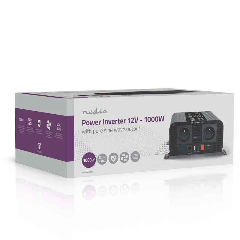 Omvormer Pure Sinusgolf Apparaat stroomoutput: Type E (CEE 7/5) / USB-A / 1x USB-C™ - 230 V AC 50 Hz - 1000W