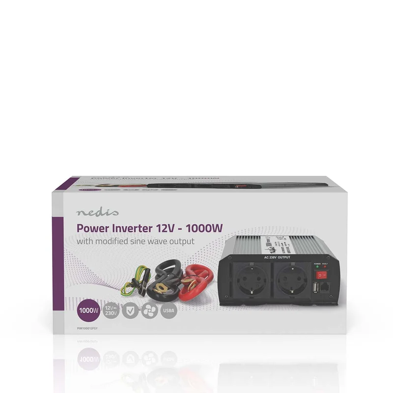 Omvormer Gemodificeerde Sinusgolf Apparaat stroomoutput: Type F (CEE 7/3) / USB-A - 230 V AC 50 Hz - Piekvermogen: 2000W