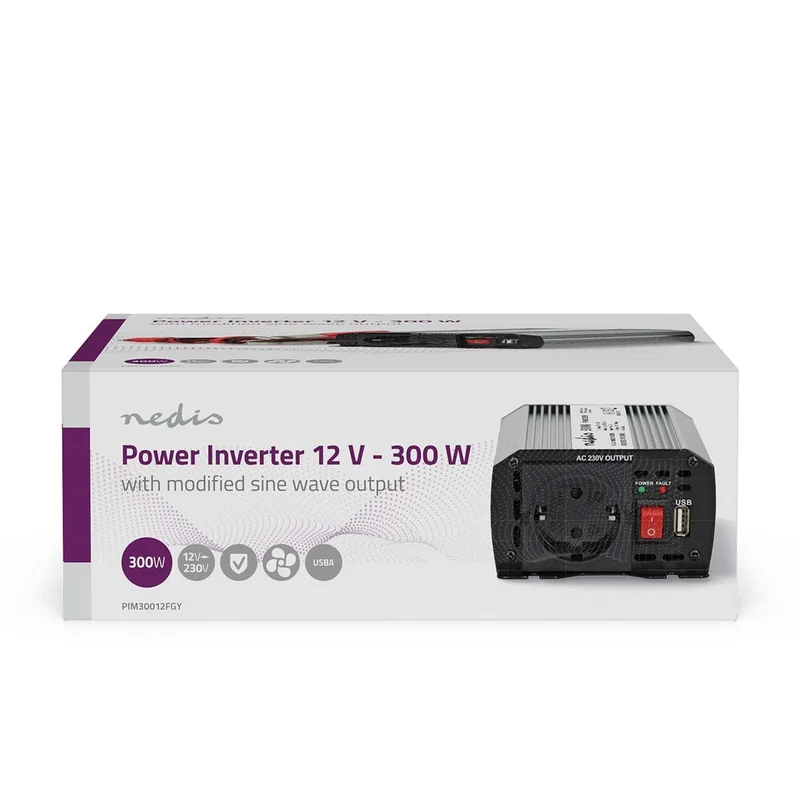 Omvormer Gemodificeerde Sinusgolf Apparaat stroomoutput: Type F (CEE 7/3) / USB-A - 230 V AC 50 Hz - Piekvermogen: 2000W