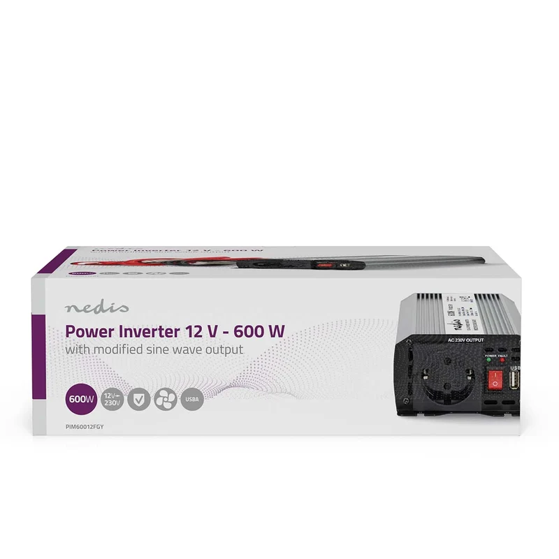 Omvormer Gemodificeerde Sinusgolf Apparaat stroomoutput: Type F (CEE 7/3) / USB-A - 230 V AC 50 Hz - Piekvermogen: 2000W