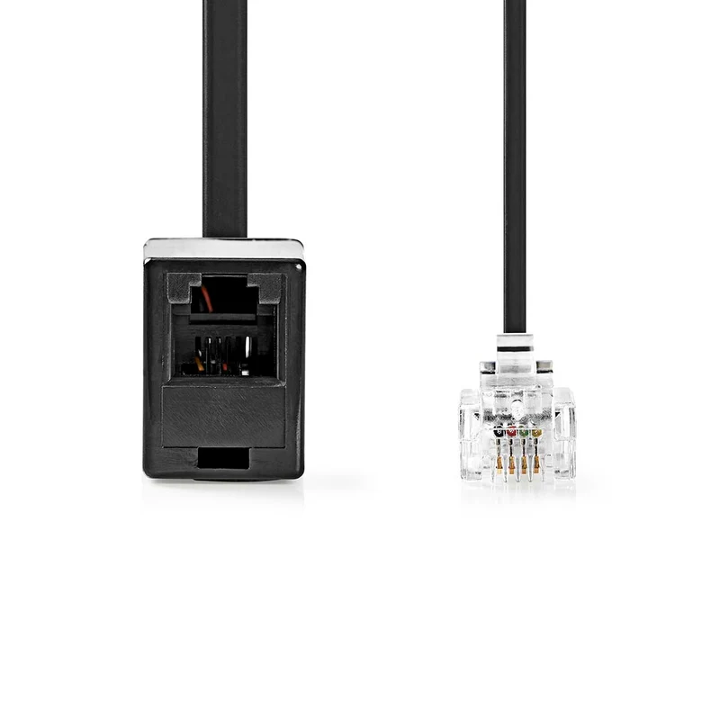 Telecomverlengkabel RJ11 Male - RJ11 Female - Kabel design: Plat